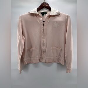 Ralph Lauren Jacket Women’s P Petite Light Pink Cotton Knit Zippered Large